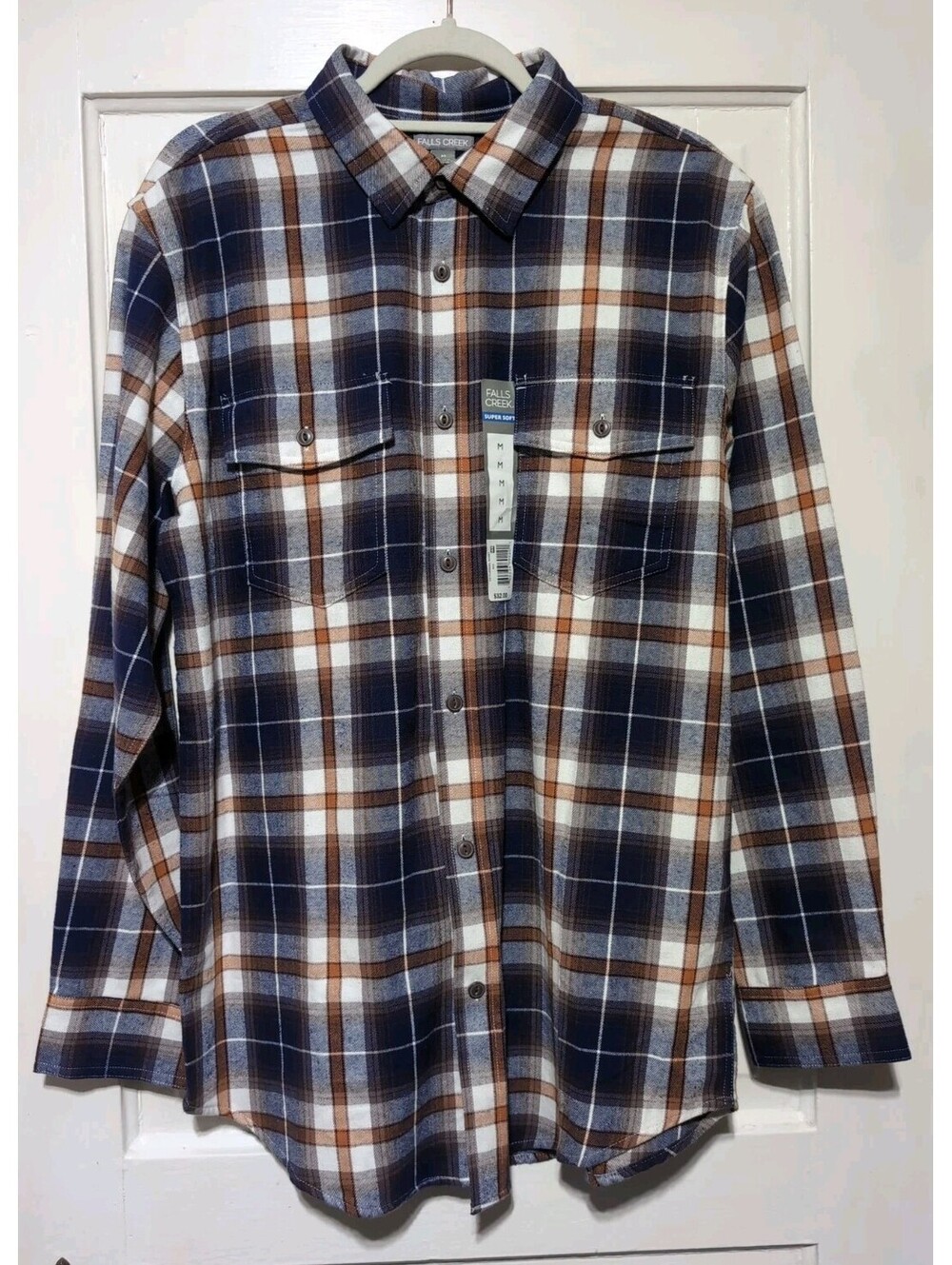 Falls Creek Flannel Shirt Plaid Long Sleeve Super Soft Button Up Men's M(1634)E